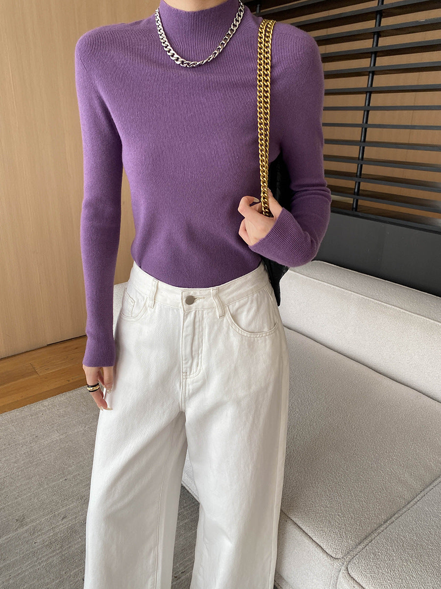 Damen Feinstrickpullover mit hohem Kragen und eleganter Passform Drune