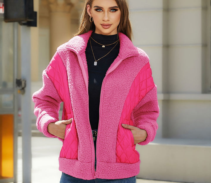 Damen Kuschelige Fleecejacke mit Steppdetails und praktischen Taschen Drune
