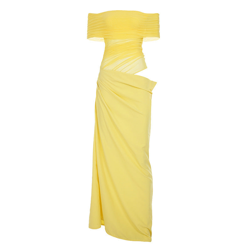 Damen elegantes Abendkleid mit schmalem Schnitt und transparenten Einsätzen Drune