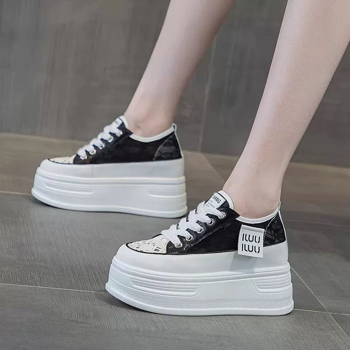 Damen Chunky Plateausneaker mit atmungsaktiver Mesh-Oberfläche und modischer Schnürung Drune