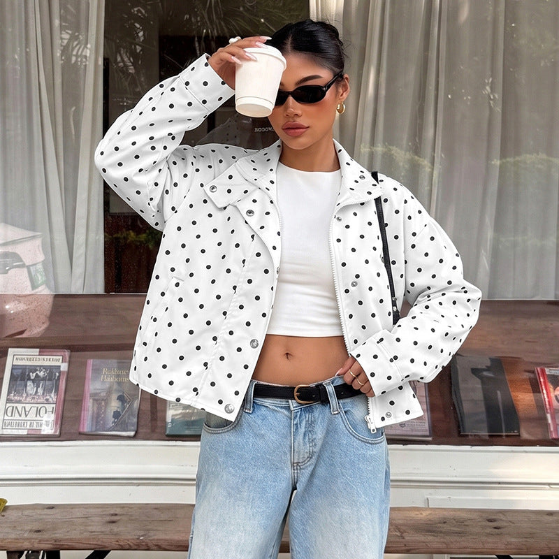 Damen Polka-Dots Pullover Jacke Drune