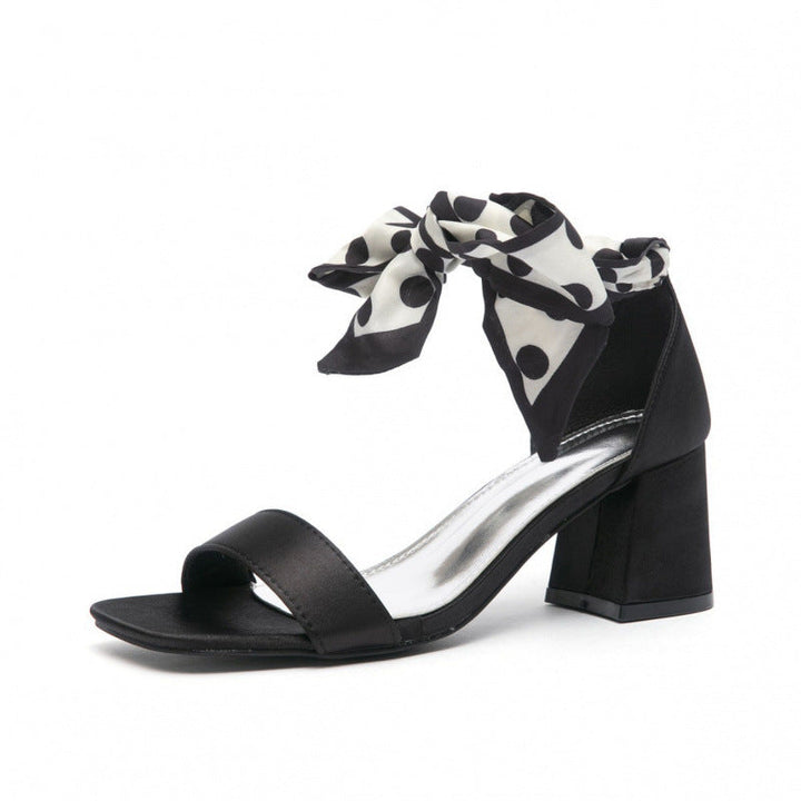 Damen elegante Sandalen mit modischer Schleifenverzierung und komfortablem Blockabsatz Drune
