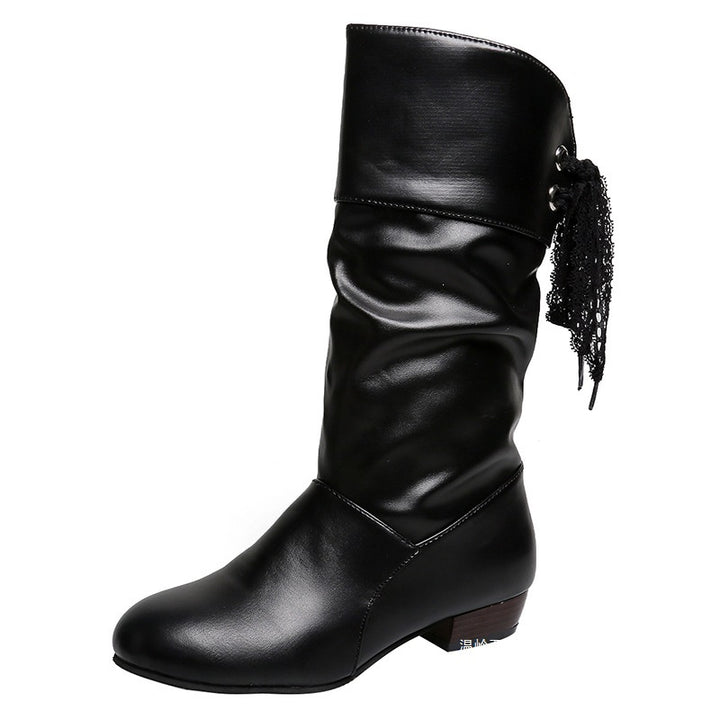 Damen Raffinierte Stiefel mit mittelhohem Schaft, weicher Raffung und dekorativer Schleifenbindung Drune