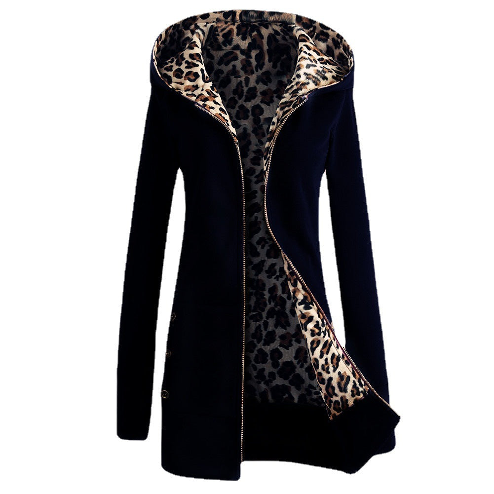 Damen modische Kapuzenjacke mit tierischem Innenfutter Drune