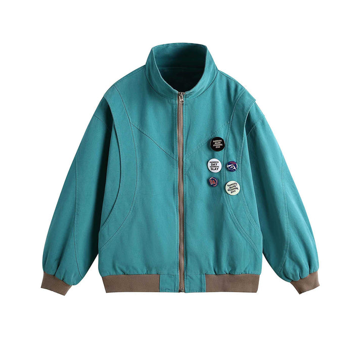 Damen Kurzblouson mit Stehkragen, Rippbündchen und Ansteck‑Pins Drune