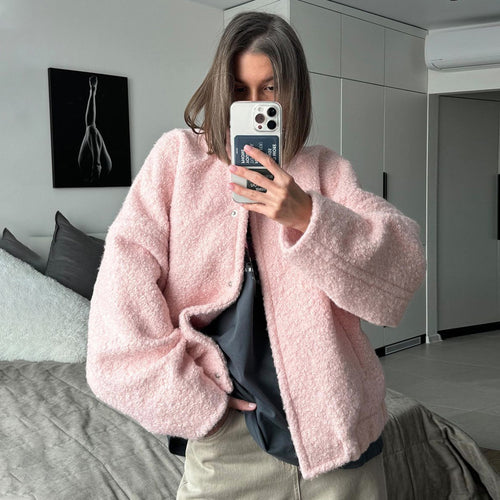 Damen Kuschelige Fleecejacke mit Taschen und elastischem Saum Drune