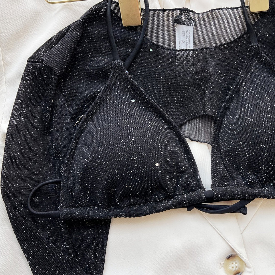 Damen Glamouröser Bikini mit transparentem Oberteil Drune