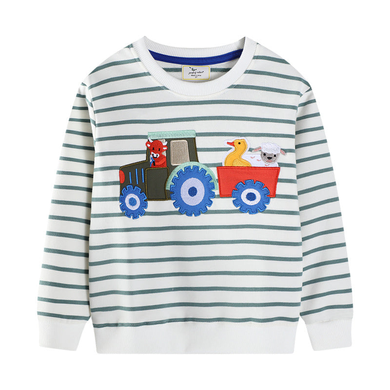 Jungen Sweatshirt mit lebhaftem Traktordesign und Tierapplikationen Drune