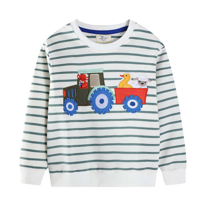 Jungen Sweatshirt mit lebhaftem Traktordesign und Tierapplikationen Drune