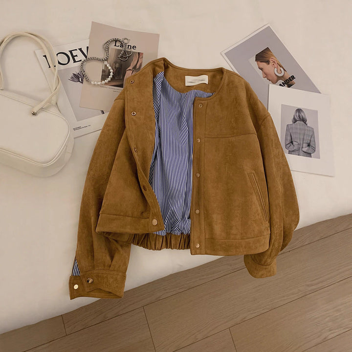 Damen Suede Jacket mit elastischem Bund Drune