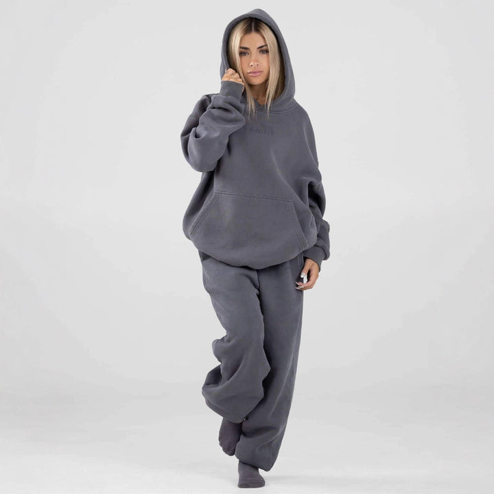 Damen nan lässige Sweatpants mit hohem Bund, seitlichen Eingrifftaschen und elastischen Bündchen Drune