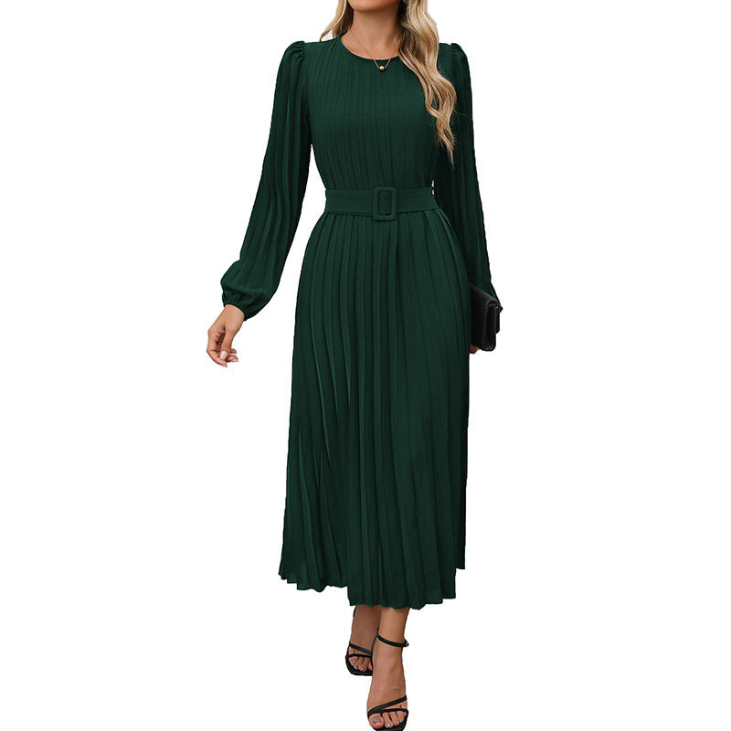Damen Elegantes Plissee-Midikleid Drune