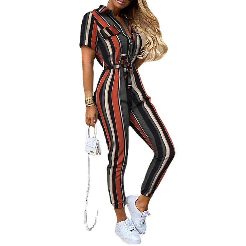 Damen Modischer Jumpsuit mit tailliertem Schnitt und praktischen Taschen Drune