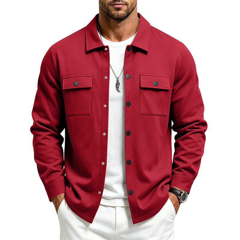 Herren Overshirt-Jacke mit Druckknopfleiste und aufgesetzten Brusttaschen Drune