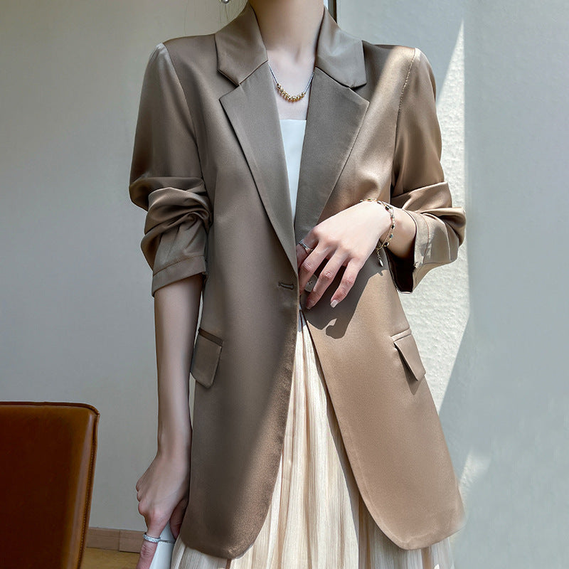 Damen Leichttaillierter Longblazer mit Knopfverschluss und Flap‑Taschen Drune