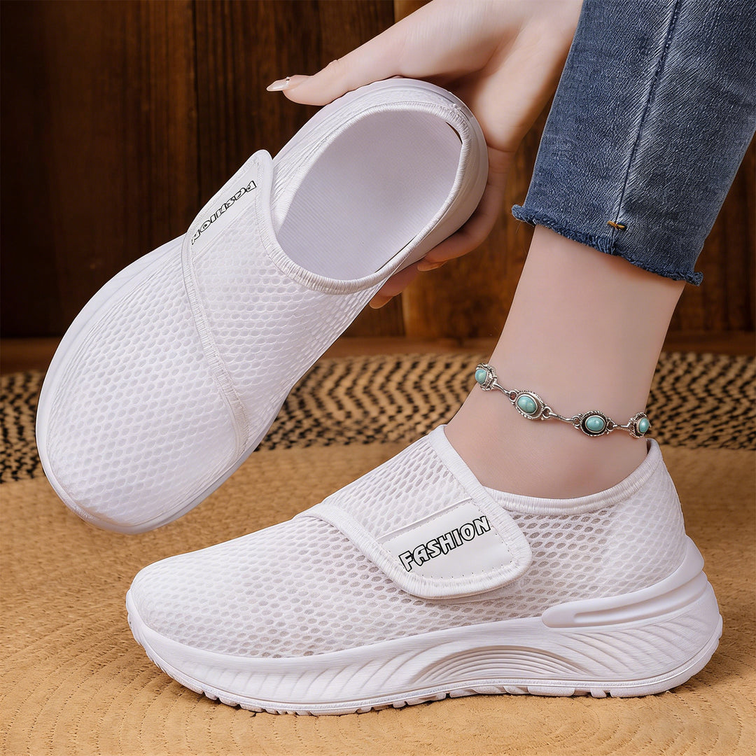 Damen Atmungsaktive Slip-On Mesh-Sneaker mit Klettverschluss Drune