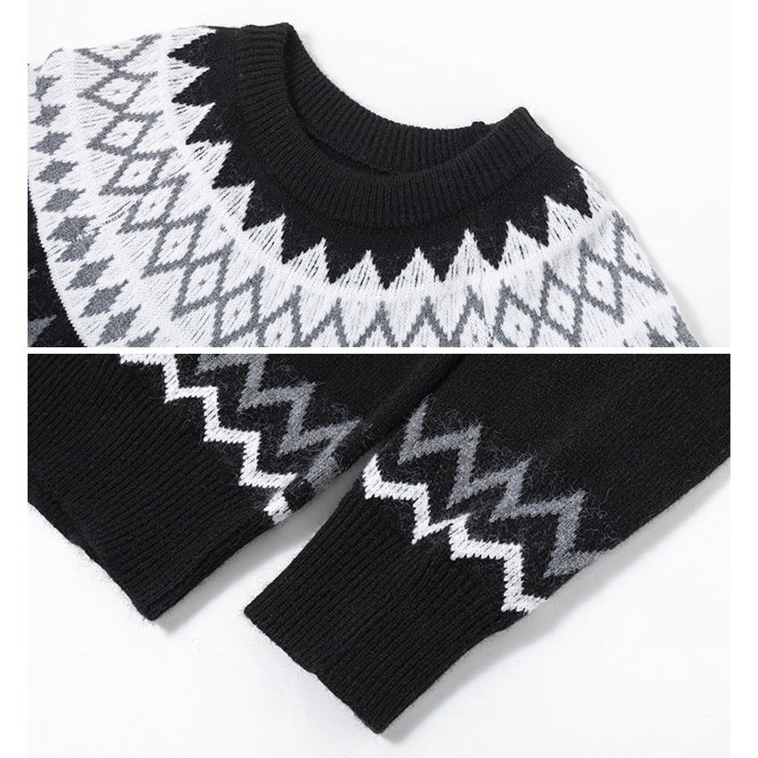 Damen Grobstrickpullover mit grafischem Muster Drune