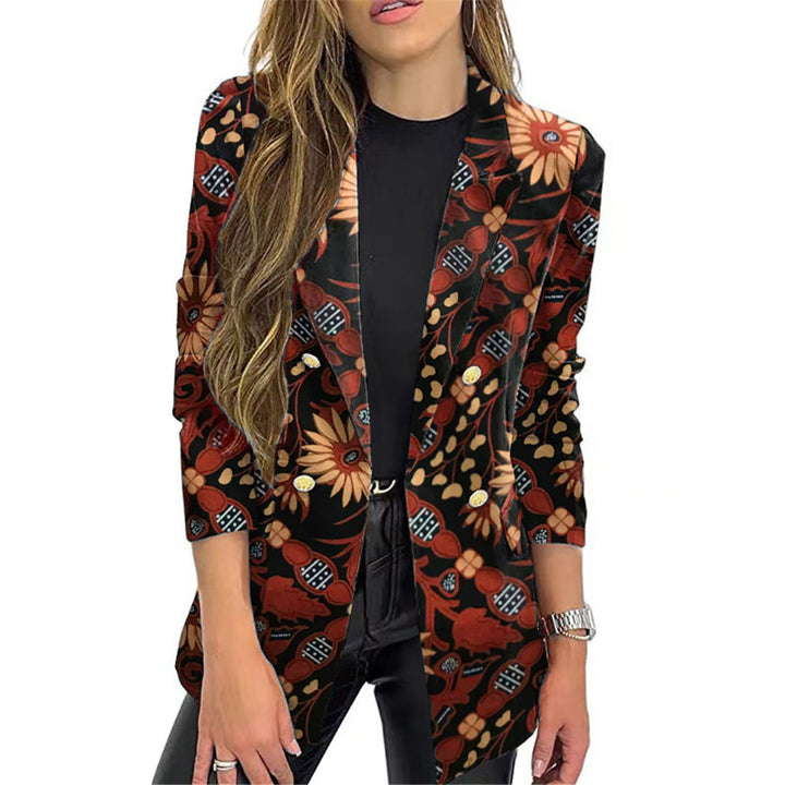 Damen Blazer mit floralem Muster und eleganten Knöpfen Drune