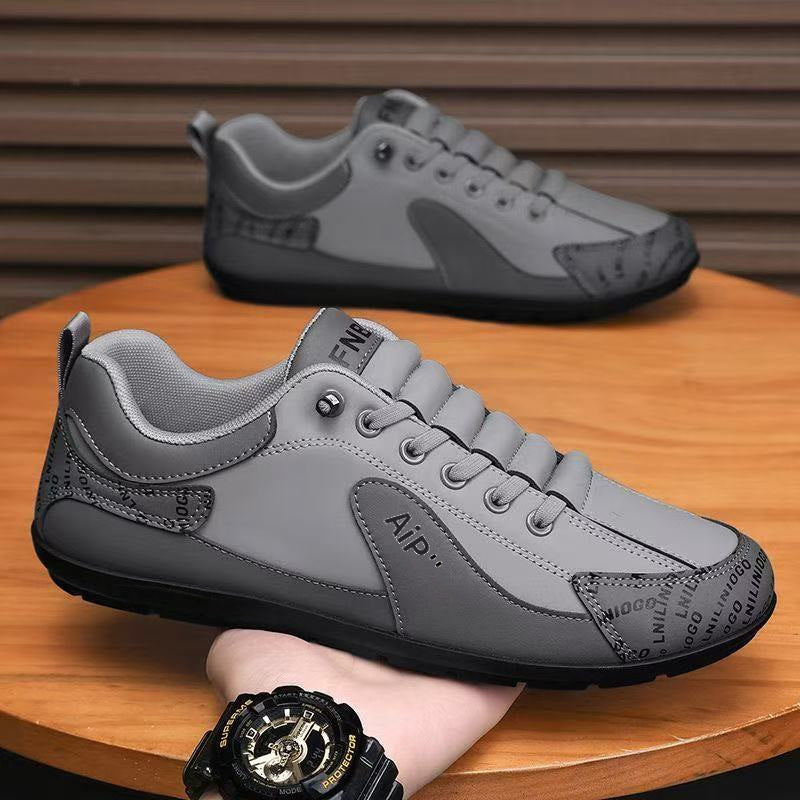 Herren Moderner Low-Top Lederimitat-Sneaker mit gepolstertem Schaft und profilierter Gummisohle Drune