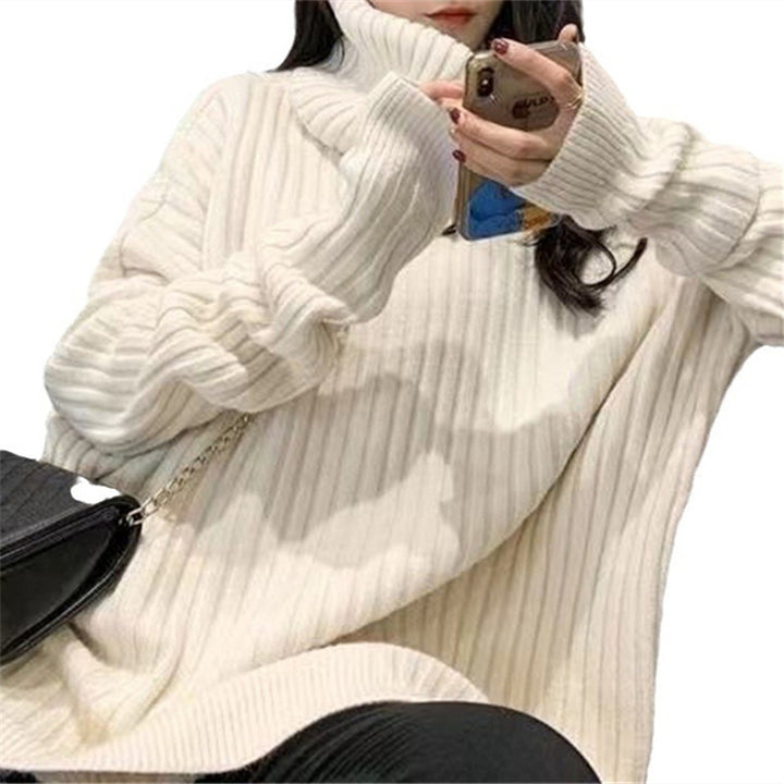 Damen Strickpullover mit hohem Kragen und lässigem Schnitt Drune