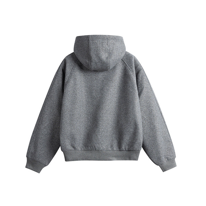 Unisex Oversize Kapuzenblouson aus Wollmix mit Reißverschluss und Kängurutaschen Drune