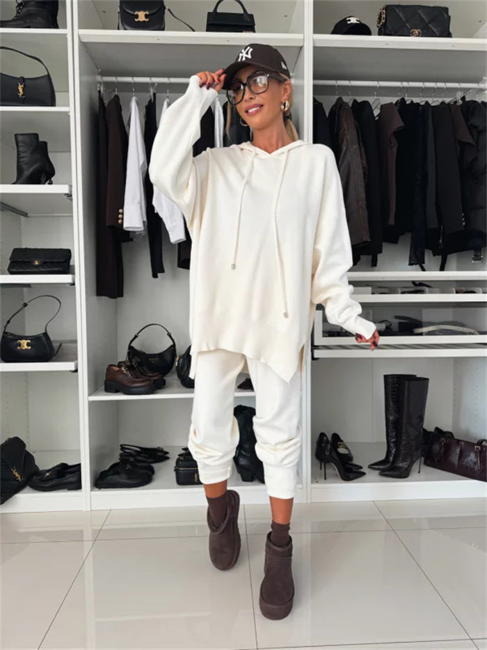 Damen oversized Kapuzenpullover und tapered Jogger Lounge-Set Drune