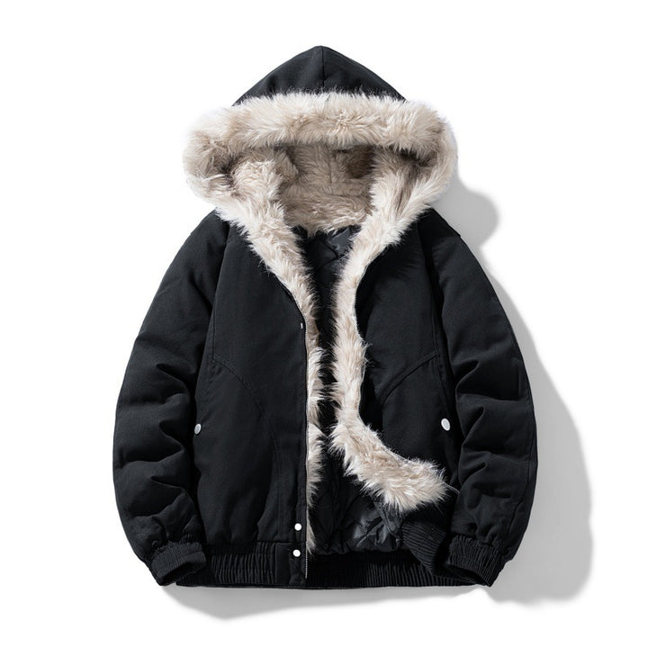 Unisex gesteppte Winterjacke mit Kunstfellkapuze und thermischer Füllung Drune
