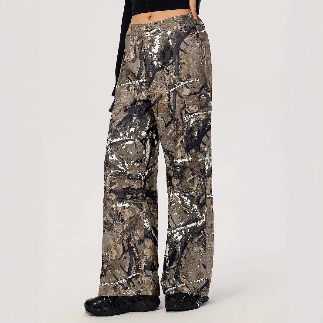 Damen weite Cargohose mit modernem Camouflage-Design Drune