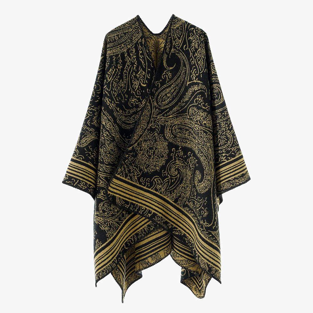 Damen Jacquardponcho mit Paisley‑Jacquard und kimonoähnlicher Oversize‑Silhouette Drune