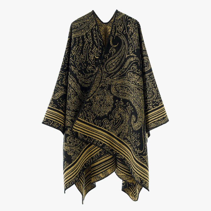 Damen Jacquardponcho mit Paisley‑Jacquard und kimonoähnlicher Oversize‑Silhouette Drune