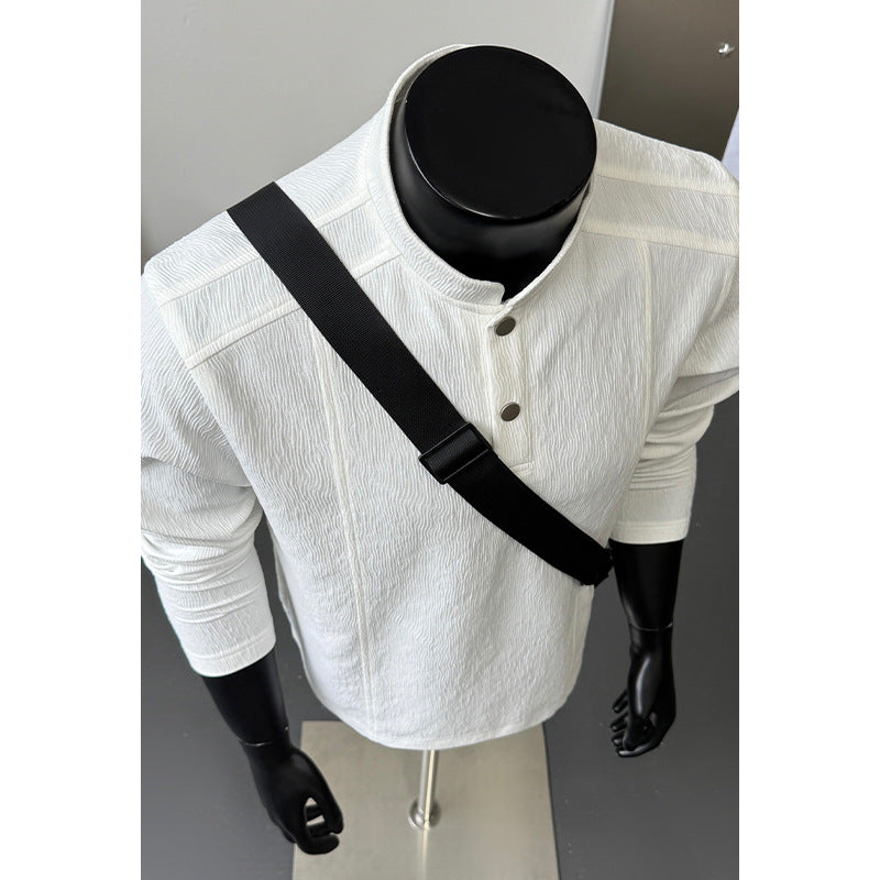 Herren Hochwertiger langärmeliger Pullover mit Knopfleiste Drune