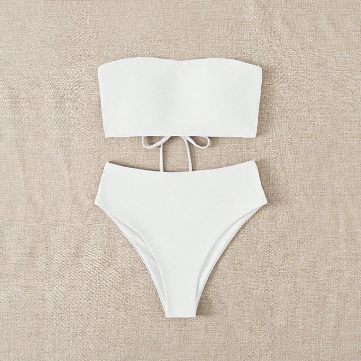 Damen Bandeau-Bikini-Set mit hohem Taillenslip und verstellbaren Trägern Drune
