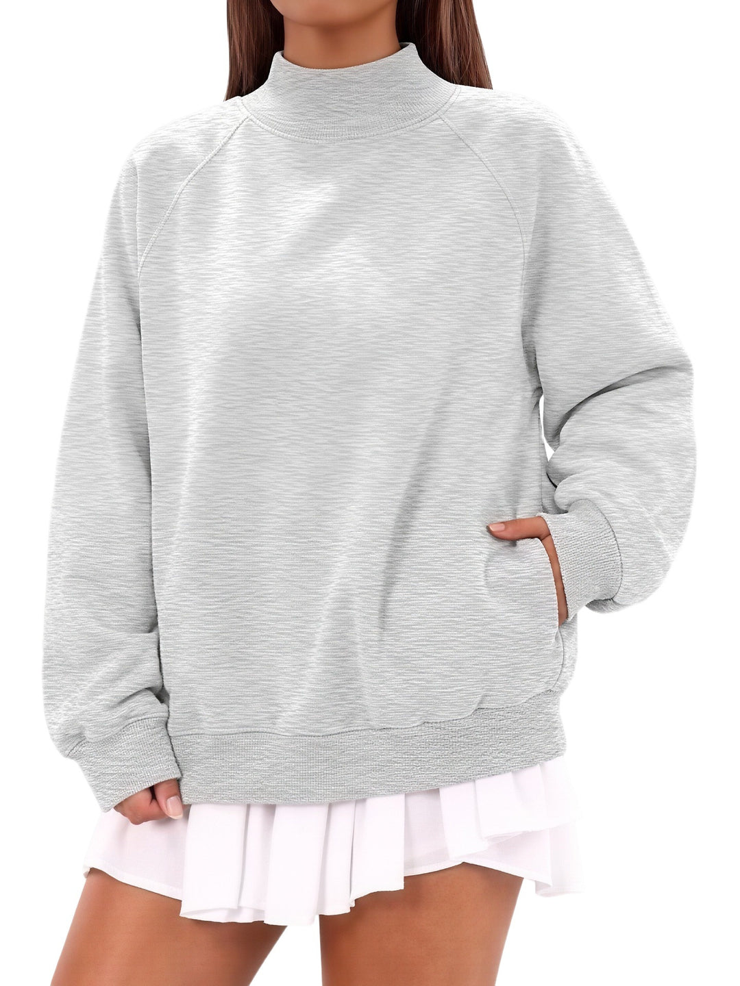 Damen Oversize-Sweatshirt mit Stehkragen und Raglanärmeln Drune