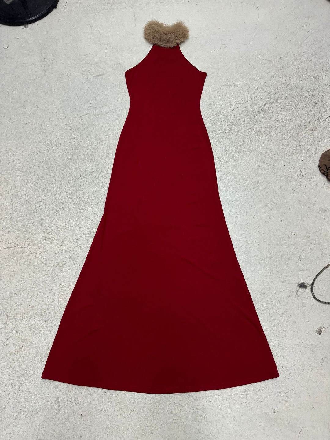Damen elegantes Oberteil mit abnehmbaren Kunstfellkragen Drune