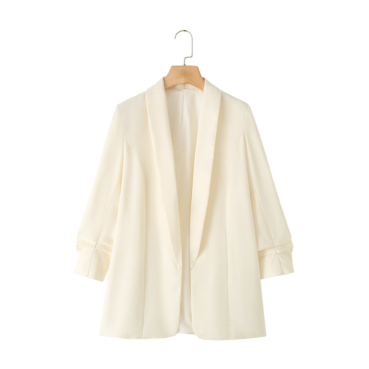 Damen nan lässiger Oversize-Blazer mit Schalkragen, offenem Schnitt und 3/4-Ärmeln Drune