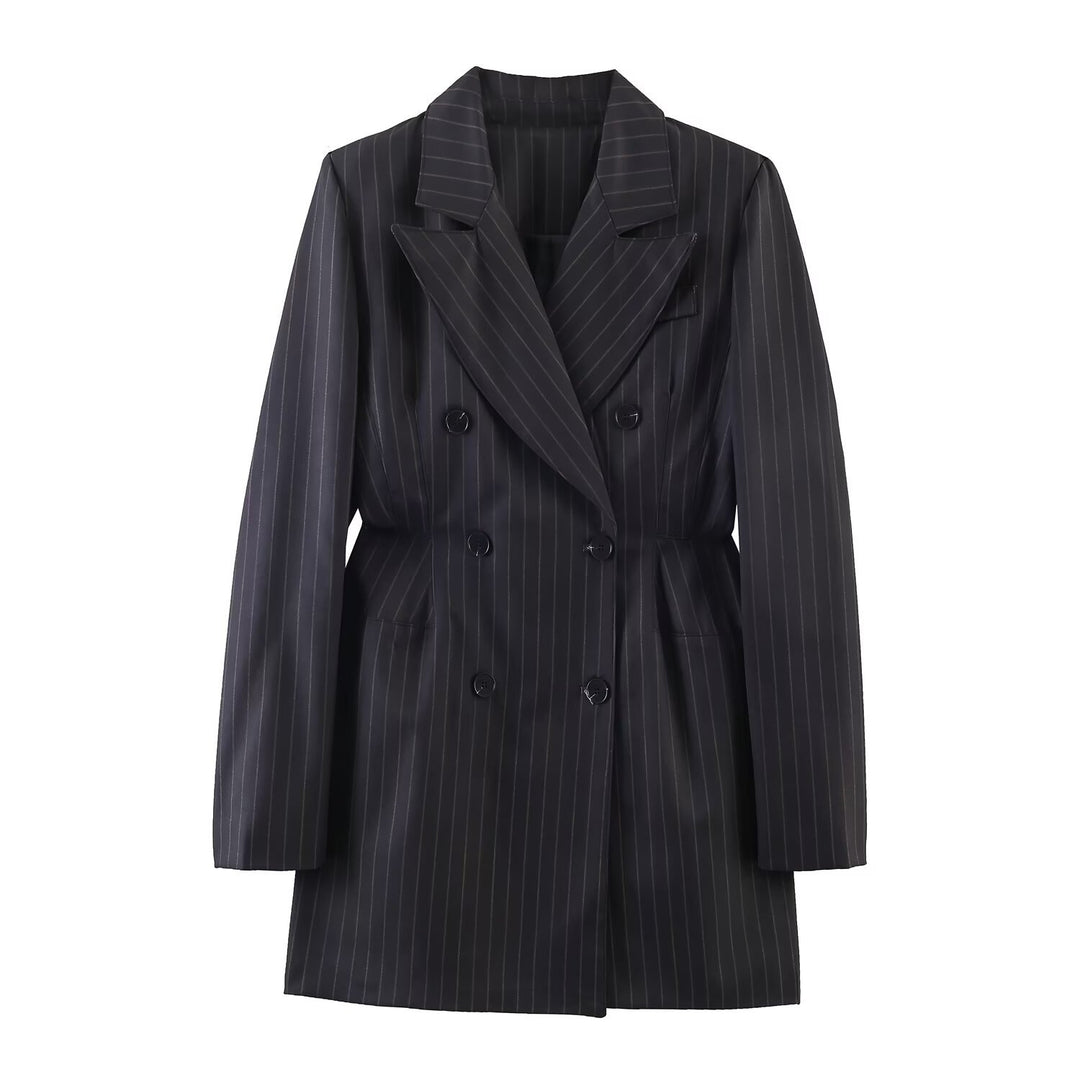 Damen Doppelreihiger Nadelstreifen-Blazer mit taillierter Silhouette Drune