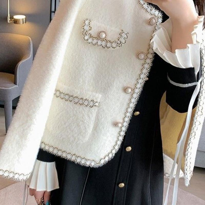 Damen Elegante und luxuriöse Strickjacke mit Perlenverzierungen Drune
