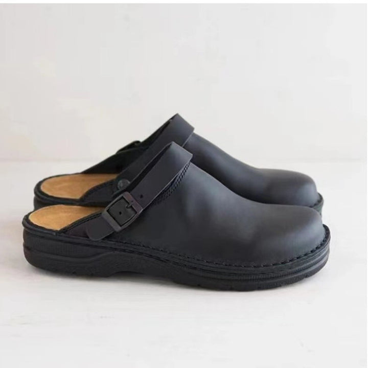 Herren Geschlossene Leder‑Clogs mit verstellbarem Riemen und gepolstertem Komfortfußbett Drune