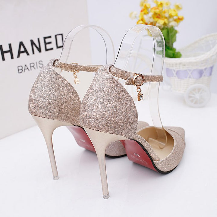 Damen Glitzernde Pumps mit Riemchen Drune