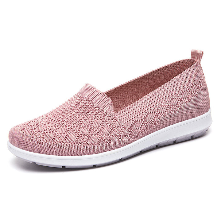 Damen nan leichter gestrickter Slip-On Komfort-Walking-Sneaker mit atmungsaktivem 3D-Strickoberteil und flexibler Leichtlaufsohle Drune