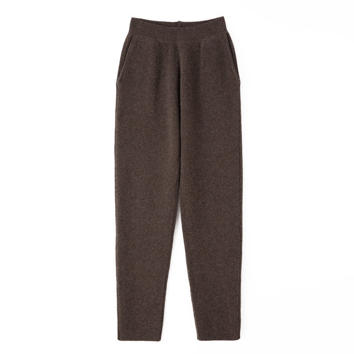 Damen Kaschmir‑Optik Strickhose mit elastischem Bund, konischer Silhouette und Eingrifftaschen Drune