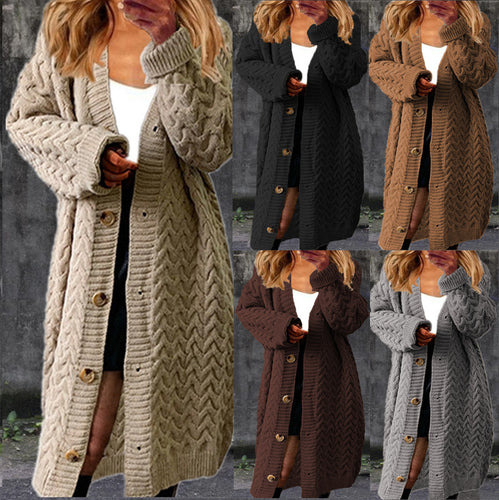 Damen Grobstrickjacke mit strukturiertem Zopfmuster und praktischen Knöpfen Drune