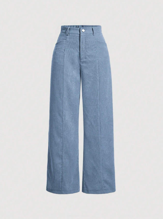Damen weite High-Waist-Hosen Drune