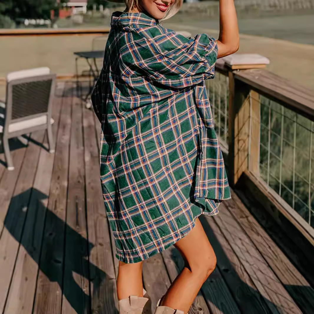 Damen Oversized Karohemd Drune