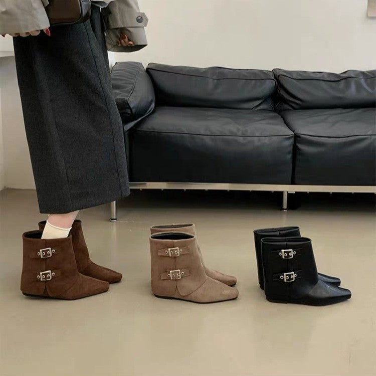 Damen Modische Stiefeletten mit Schnallen-Detail Drune