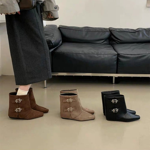 Damen Modische Stiefeletten mit Schnallen-Detail Drune