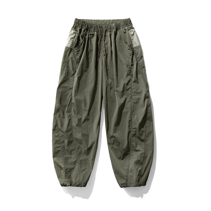 Herren Balloon-Silhouette Ripstop-Freizeit-Hose mit elastischem Tunnelzugbund, Zip-Taschen und D-Ring Drune