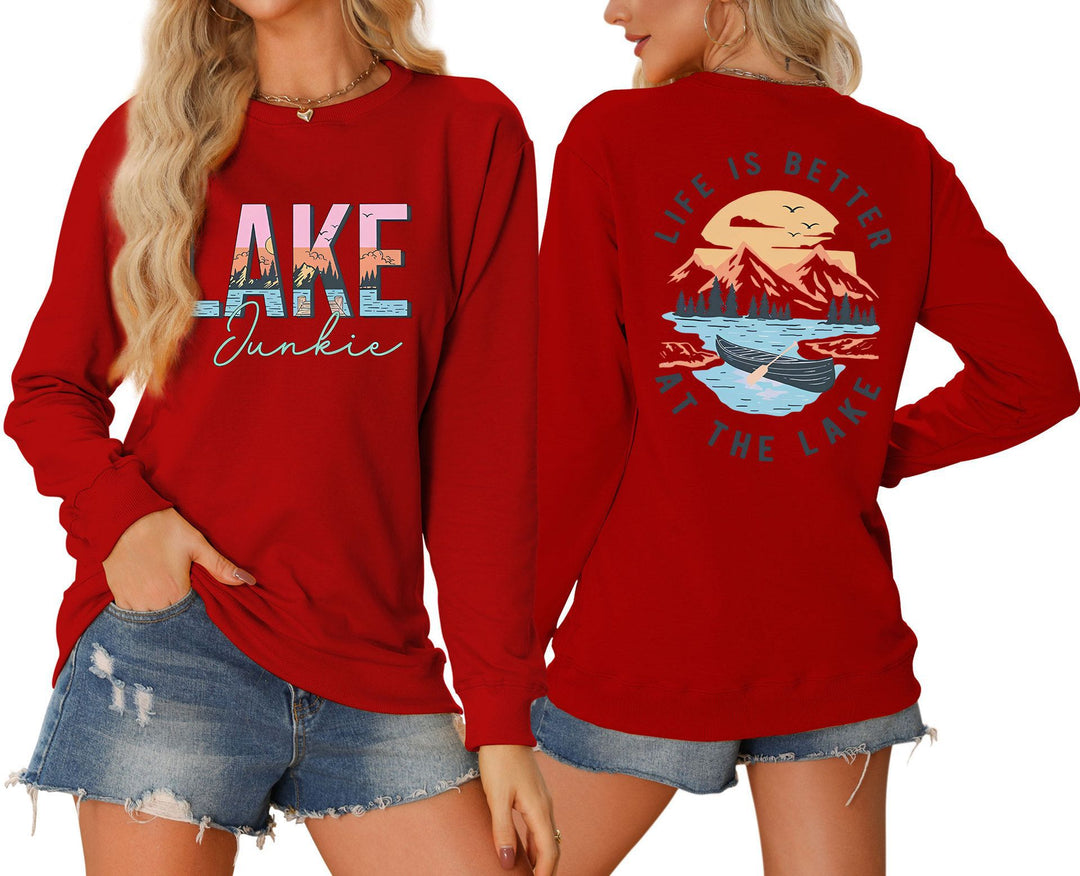 Damen Langarmshirt mit kreativem Lake-Motiv und lässiger Passform Drune