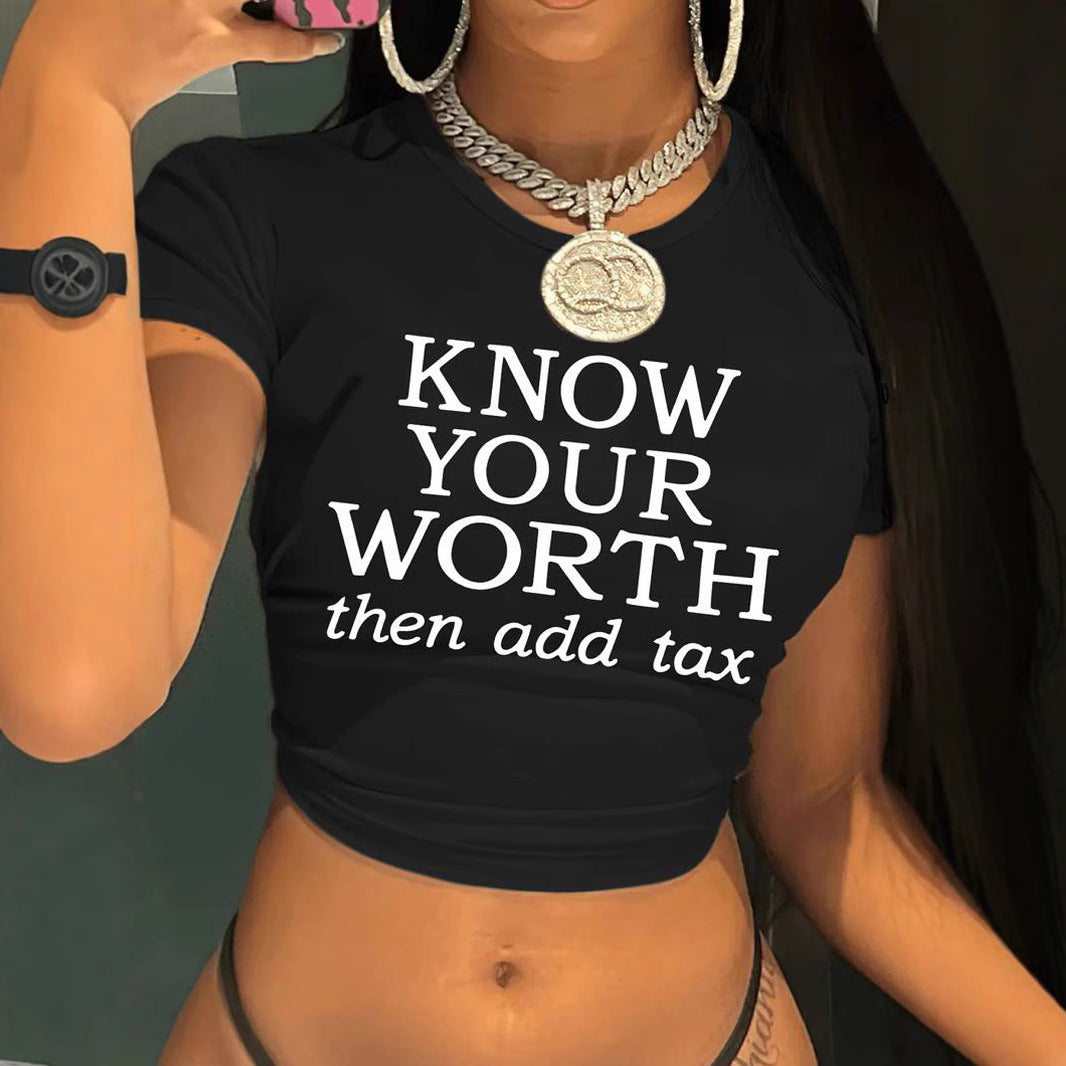 Damen Crop-T-Shirt mit inspirierendem Schriftzug Drune