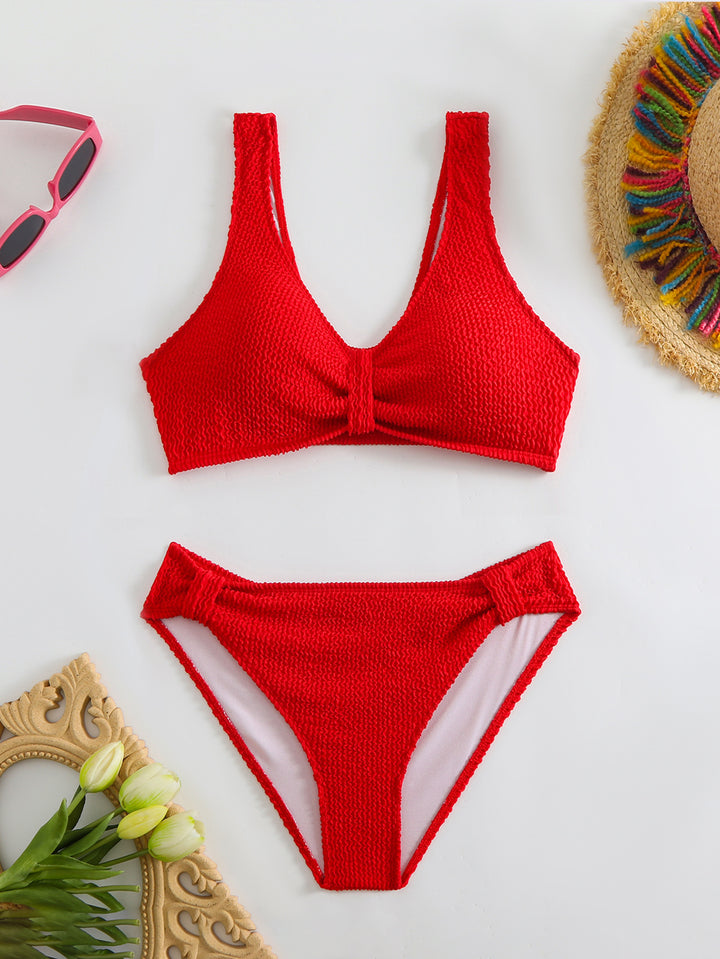 Damen Strandbikini-Set mit stylischem Wellenmuster Drune